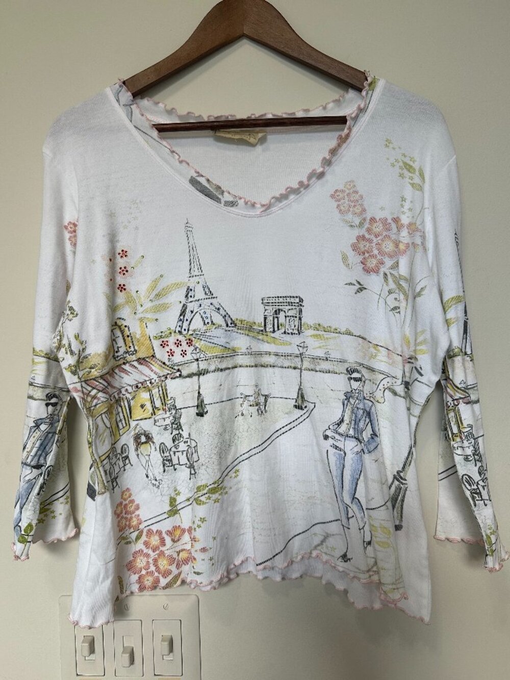🇫🇷 Impulse California Paris Rhinestone Lettuce Trim Top Medium 🇫🇷